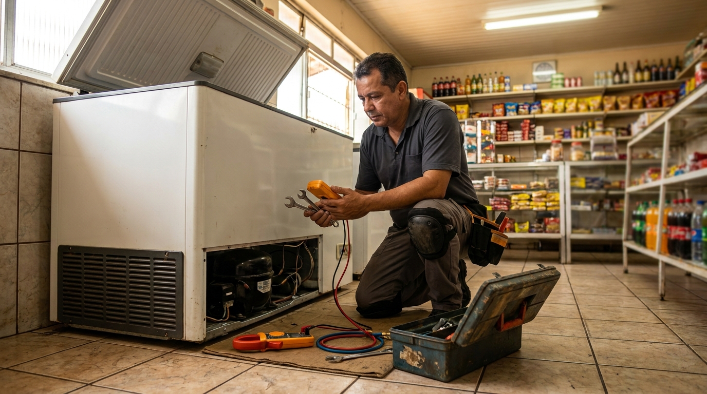 Técnico de conserto de freezer em residência em Blumenau‑SC
